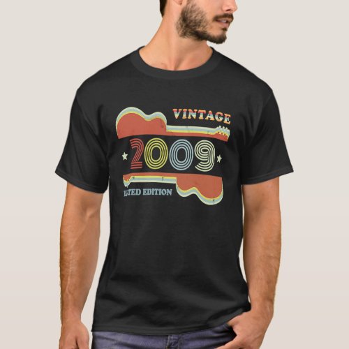 14th Birthday Vintage Guitar  Retro 2009 Decoratio T_Shirt