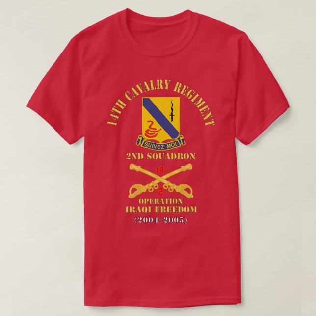 14th Cavalry Regiment w Cav Br 2nd Squadron Operat T-Shirt (Design Front)