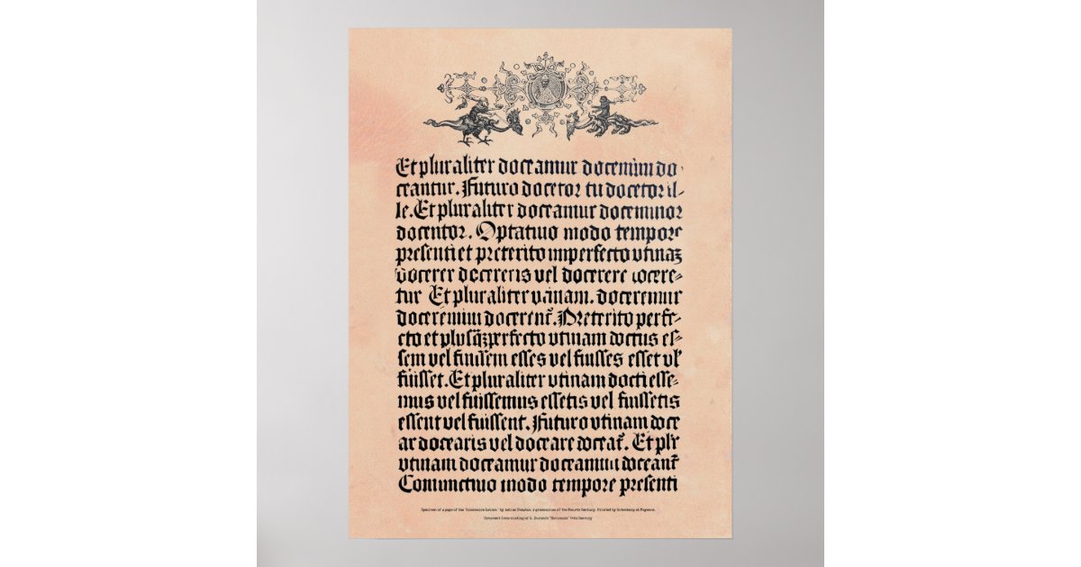 14th Century Printing Sampler Poster | Zazzle