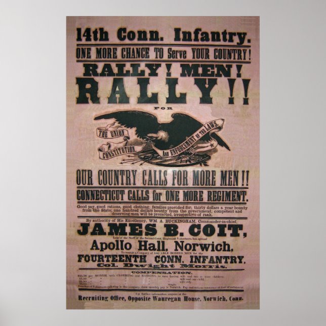 14th Connecticut Infantry Recruitment Poster (Front)