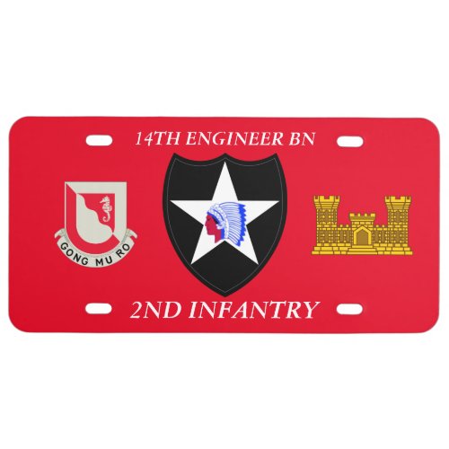 14TH ENGINEER BN 2ND INFANTRY DIVISION LICENSE PLATE