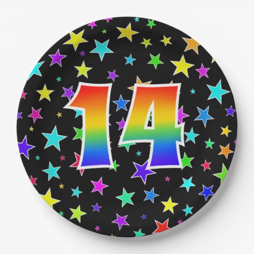 14th Event Bold Fun Colorful Rainbow 14 Paper Plates