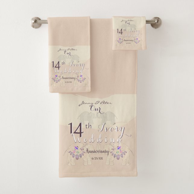 14th Ivory Anniversary Towel (Insitu)