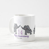 14th ivory wedding anniversary cute elephant coffee mug (Front Left)