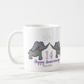 14th ivory wedding anniversary cute elephant coffee mug (Left)