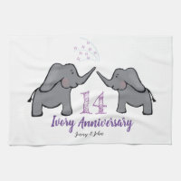 14th ivory wedding anniversary cute elephant