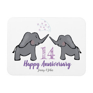14th ivory wedding anniversary cute elephant magnet