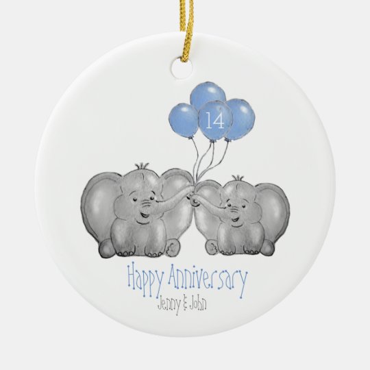 14th ivory wedding anniversary elephant gift ceramic ornament