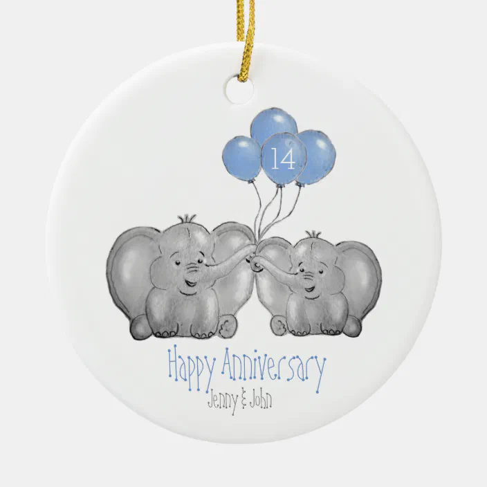 14th ivory wedding anniversary elephant gift ceramic ornament | Zazzle.com