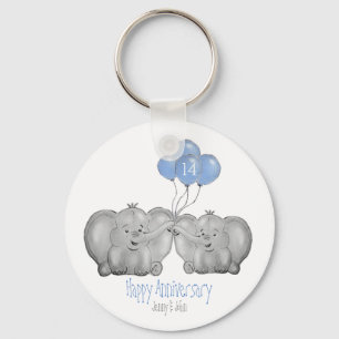 14th ivory wedding anniversary elephant gift keychain