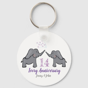 14th ivory wedding anniversary elephant keychain