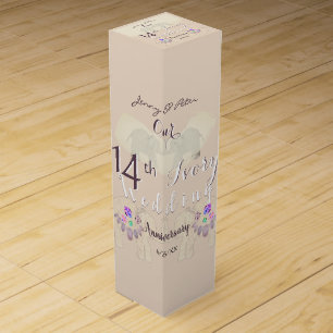 14th Ivory Wedding Anniversary Elephants & Opals   Wine Box