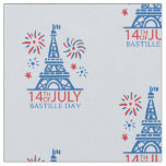 14th July French Bastille Day on Blue Fabric