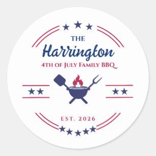 14th of July Independence Day Family BBQ Classic Round Sticker