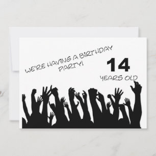 14th party invitation with cheering crowds