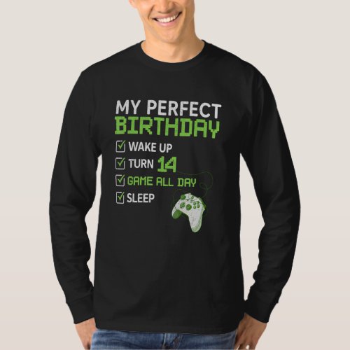 14th Perfect Birthday Boys Gaming 14 Years Old  Ga T_Shirt