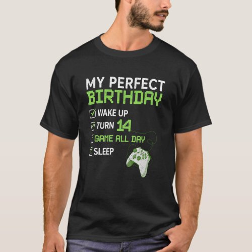 14th Perfect Birthday Boys Gaming 14 Years Old  Ga T_Shirt