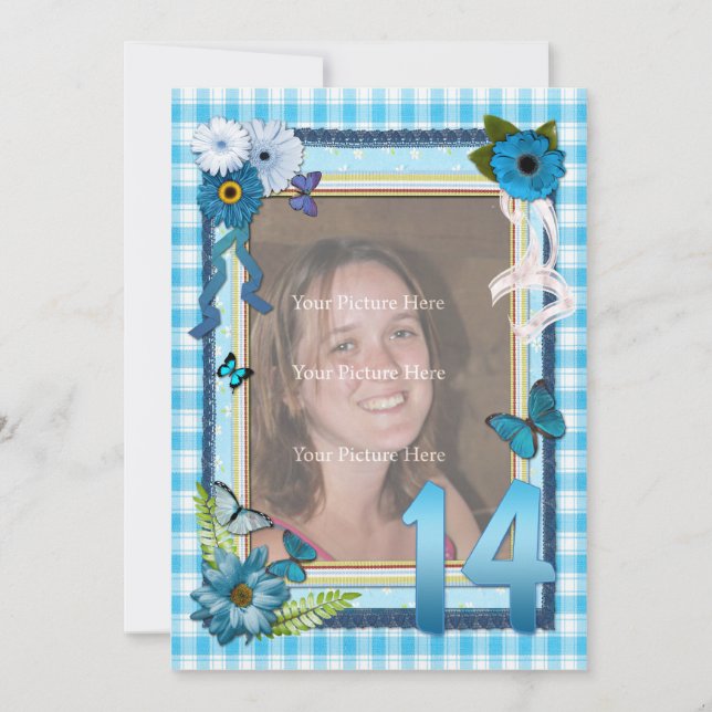 14th Photo birthday party invitation (Front)