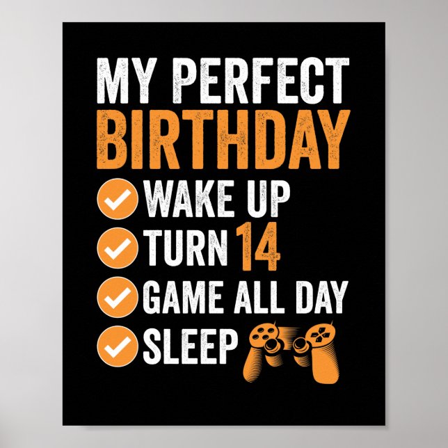 14th Turn 14 My Perfect Birthday Gaming Poster (Front)