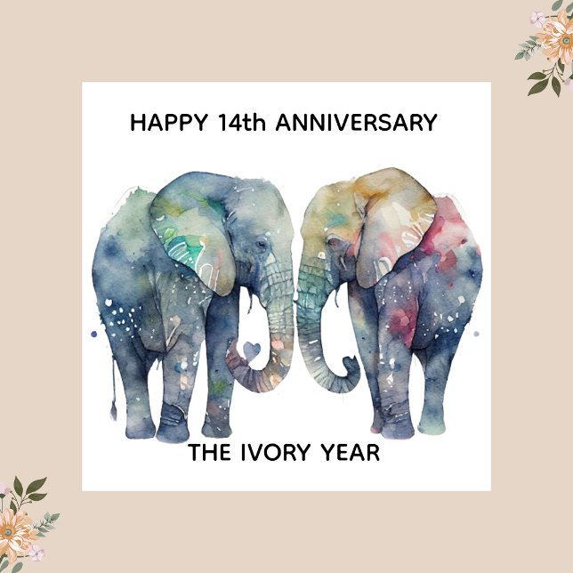 14th wedding anniversary card elephant (Creator Uploaded)