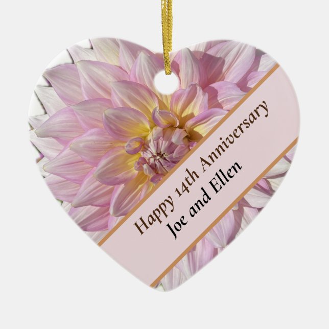 14th Wedding Anniversary, Ceramic Ornament (Front)