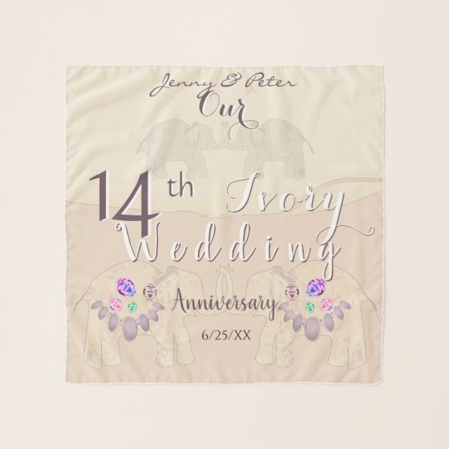 14th Wedding Anniversary Chiffon Scarf (Front)