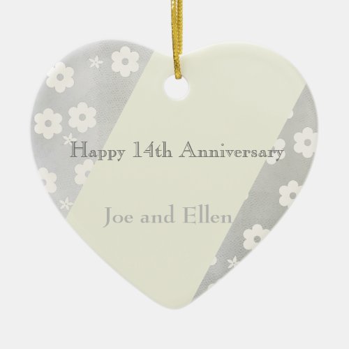 14th Wedding Anniversary Ivory Anniversary Ceramic Ornament