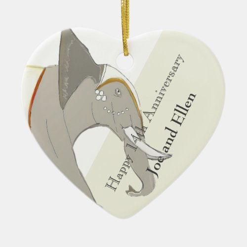 14th Wedding Anniversary Ivory Anniversary Ceramic Ornament