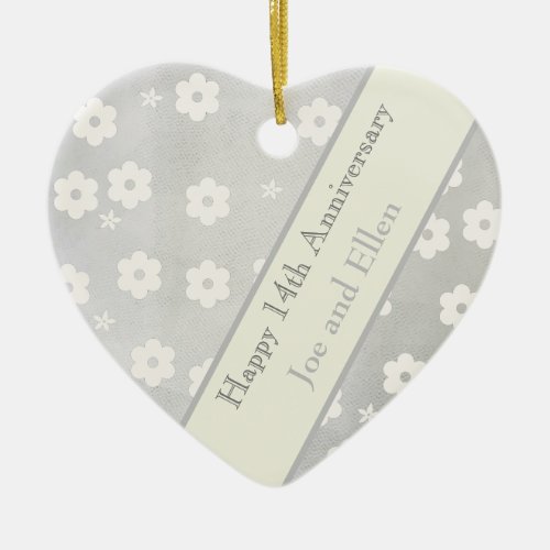 14th Wedding Anniversary Ivory Anniversary Ceramic Ornament