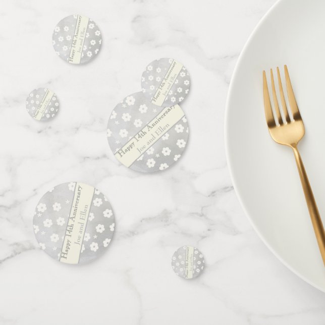 14th Wedding Anniversary, Ivory Anniversary Confetti (Group)