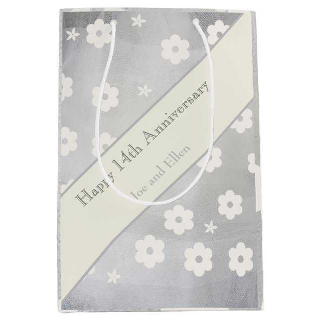 14th Wedding Anniversary, Ivory Anniversary Medium Gift Bag (Front)