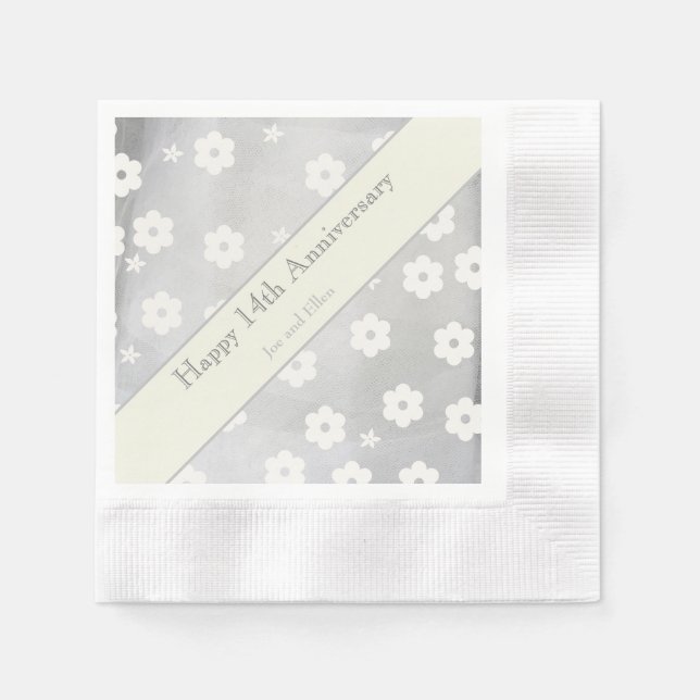 14th Wedding Anniversary, Ivory Anniversary Napkins (Front)