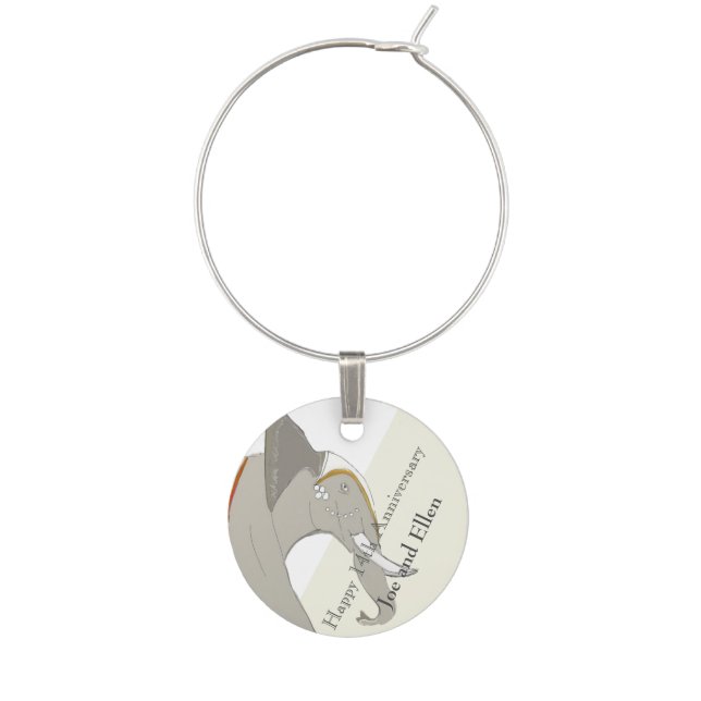 14th Wedding Anniversary, Ivory Anniversary Wine Charm (Front)