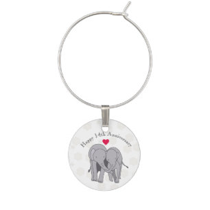 14th Wedding Anniversary, Ivory Anniversary  Wine  Charm