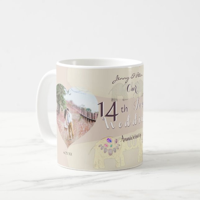14th Wedding Anniversary Ivory  Coffee Mug (Front Left)