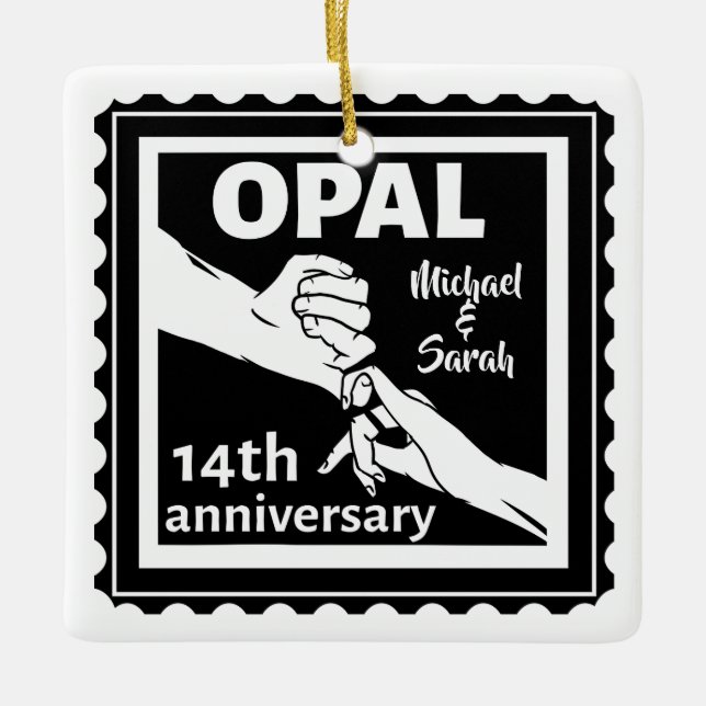 14th wedding anniversary Opal traditional Ceramic Ornament (Front)