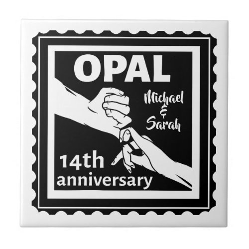 14th wedding anniversary Opal traditional Ceramic Tile