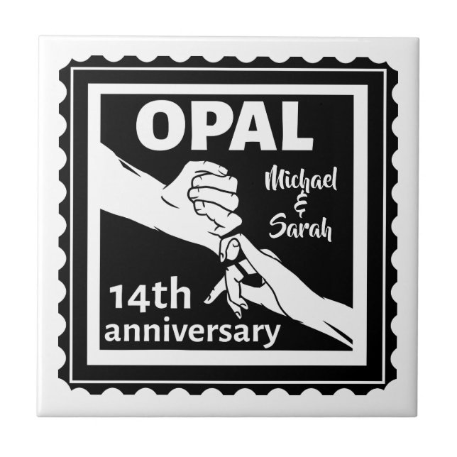 14th wedding anniversary Opal traditional Ceramic Tile (Front)