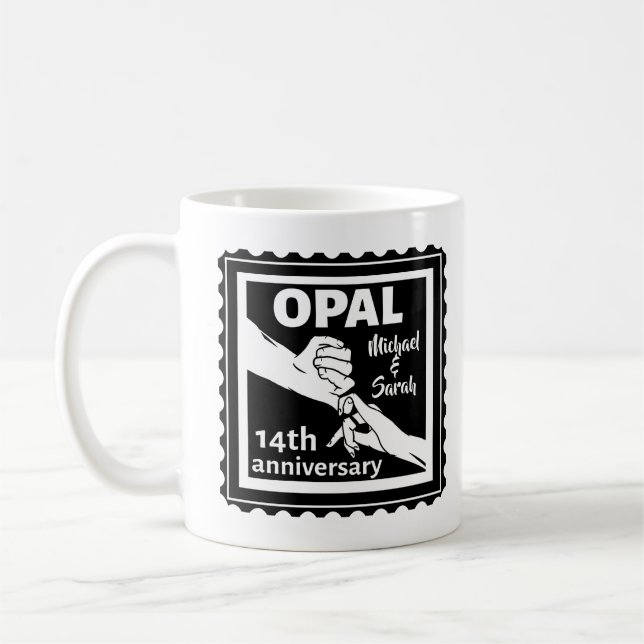 14th wedding anniversary Opal traditional Coffee Mug (Left)