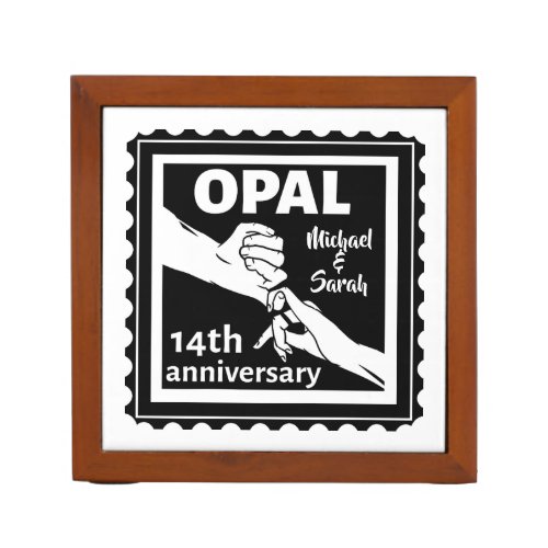 14th wedding anniversary Opal traditional Desk Organizer