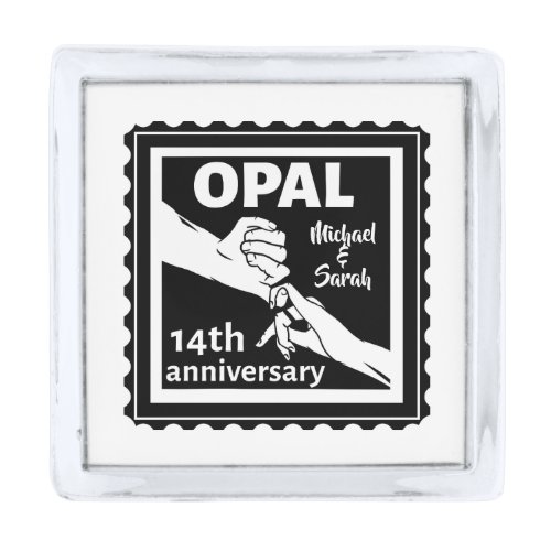 14th wedding anniversary Opal traditional Silver Finish Lapel Pin