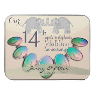 14th Wedding Anniversary Opals & Elephants Jigsaw Puzzle
