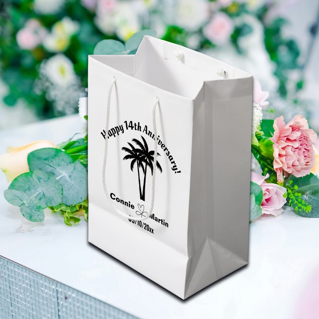 14th Wedding Anniversary Palm Trees Medium Gift Bag (Creator Uploaded)