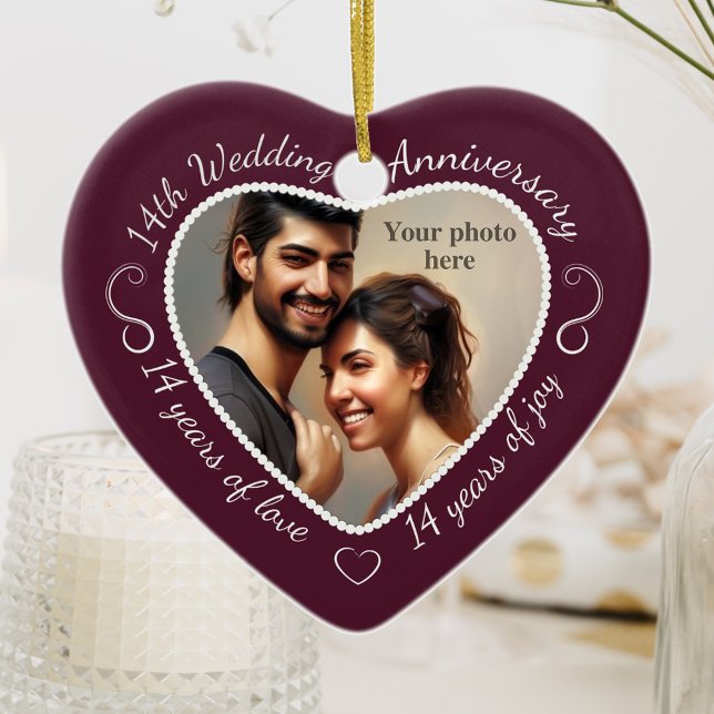 14th Wedding Anniversary Photo Ceramic Ornament (Creator Uploaded)