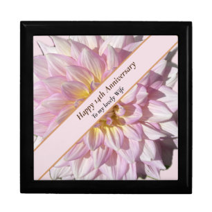 14th Wedding Anniversary pink dahlia Gift Box