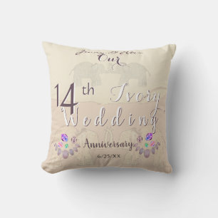 14th Wedding Anniversary Throw Pillow