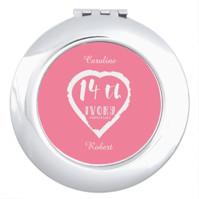 14th Wedding anniversary traditional ivory Compact Mirror (Front)