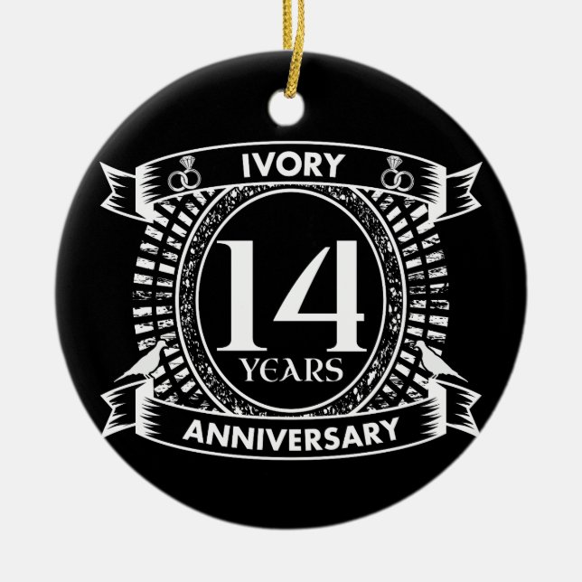 14TH wedding IVORY anniversary Ceramic Ornament (Front)