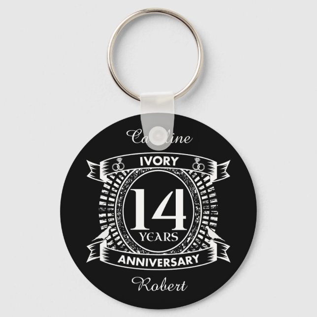 14TH wedding IVORY anniversary Keychain (Front)
