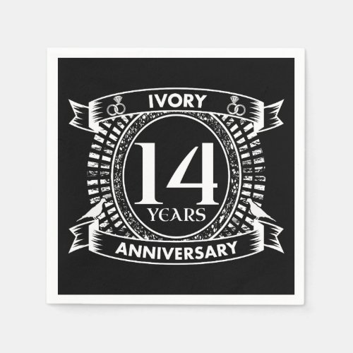 14TH wedding IVORY anniversary Napkins